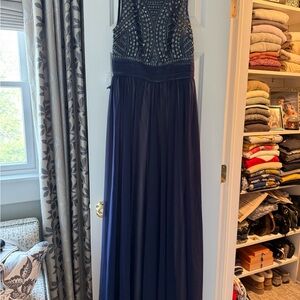 BRAND NEW JS Collections Navy Beaded Sleeveless Maxi Dress